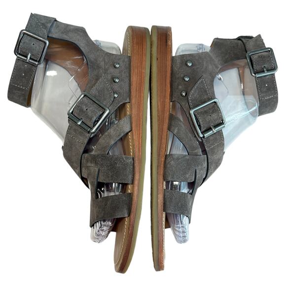 Trask Women’s 9 Roxanne Sandals Gray Oiled Suede Strappy Gladiator Ankle Strap - Picture 7 of 12